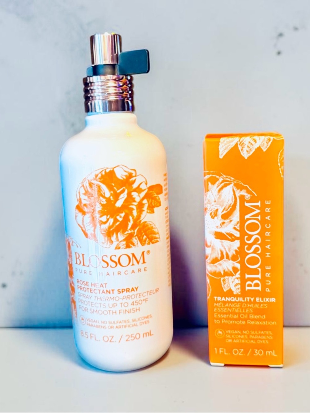 Blossom Haircare Set Heat Protectant Spray + Tranquility Oil NEW